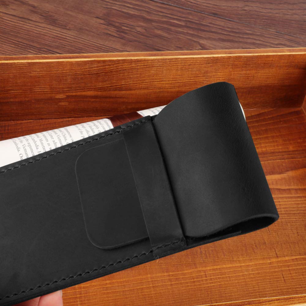 Daimay Leather Pen Case - Crazy Horse Leather Pen Holder Sleeve Brown