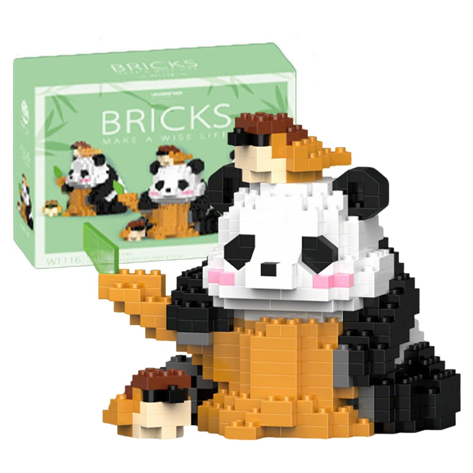 EnixwH Panda Building Blocks, 430 Pieces Mini Brick Figure Toys, Panda Micro Building Blocks, Mini Animal Miniature Panda Building Block Decoration for Adult Children