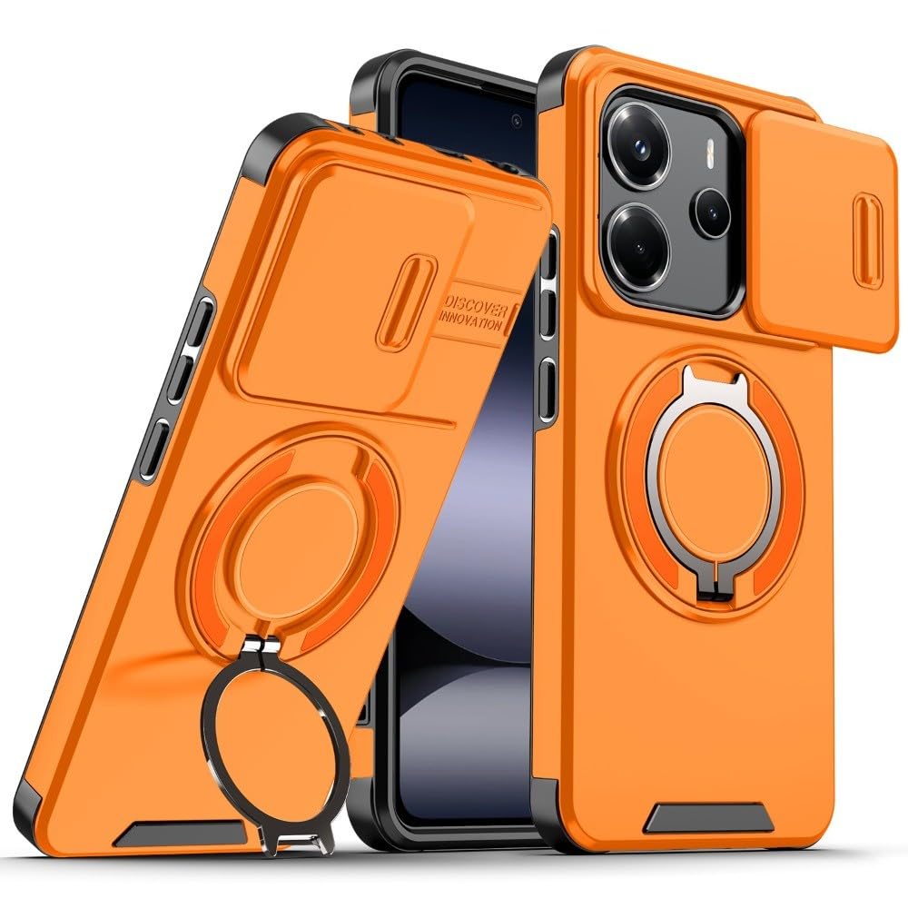 Carcasa genérica compatible con Xiaomi Redmi 13 4G / 5G / 13X 4G (color: amarillo) Funda de soporte para anillo con tapa rígida
