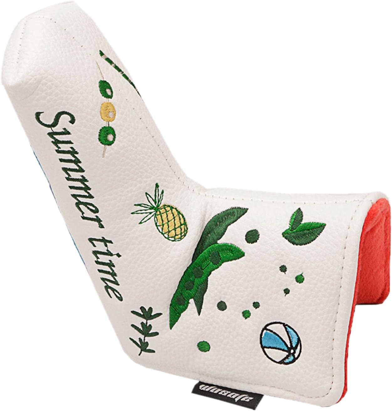 Summer Elements Pattern Golf Putter Headcover - PU Blade Putter Cover - Fits All Brands - Embroidered Design - Great ion - Men Women Golfers - Golf Club Club Head or - White