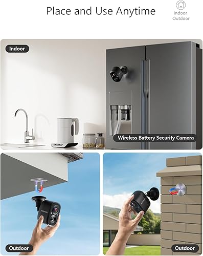 Miniatura 2 de Cámara de seguridad inalámbrica de 2.5K exteriorinterior, WiFi alimentado por batería, detección de movimiento, visión nocturna a color,