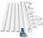 ZhiYo Kit mural de couverture de cordon, 94.5in Hider mur monté sur cordon TV, Couvre-fils pour cordons, cache-fil pour TV Sur le mur, Kit mural de cache-câbles, 6 x L15.7 dans W0.98dans H0.5in, blanc