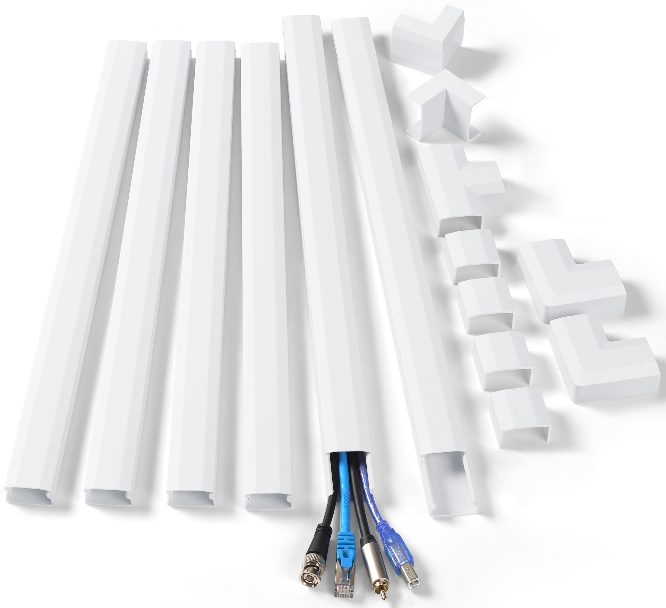 ZhiYo Wall Cable Hider, Cord Hider to Hide 3-4 Cords, Self-Adhesive TV Wire Hider for Wall, Cable Management Kit, Wire Raceway White, 102in 6 x L17in, Paintable Cord Concealer, W1.2in x H0.6in