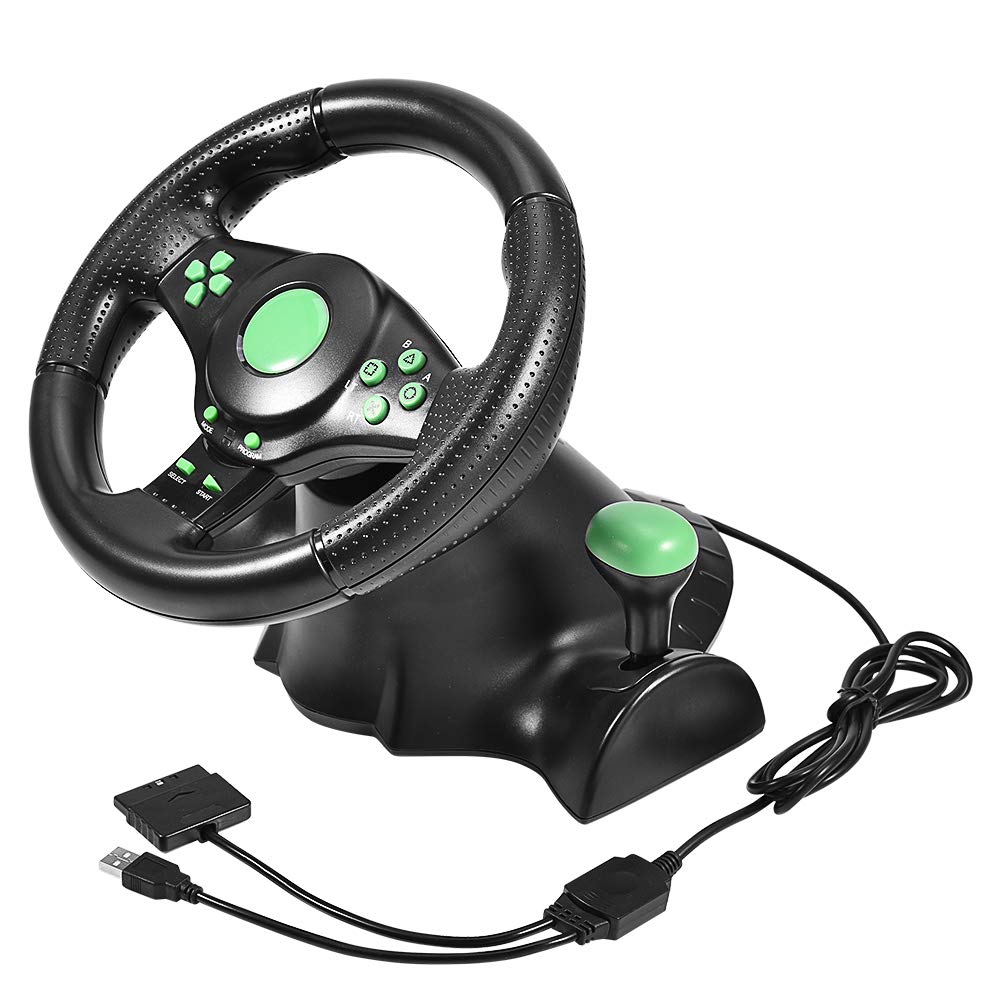 Bewinner Gaming Steering Wheel for PC, Gaming Racing Steering Wheel with Pedals for XBOX 360/ PS2/ PS3/ PC USB 23cm Diameter Racing Wheel Support 180 Degree Steering Rotation