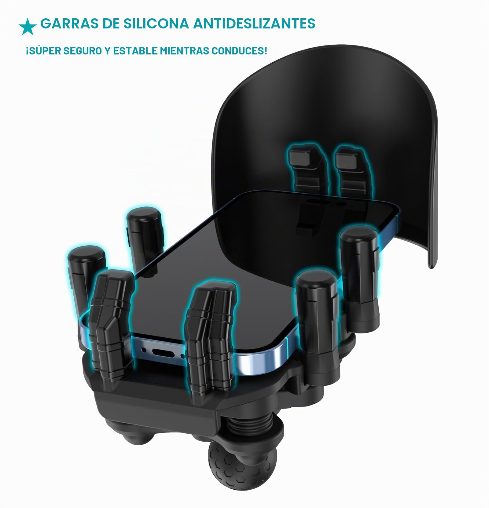 iMESTOU Soporte Antivibración para Teléfono Móvil de Motocicleta con Base Esférica de 2,5 cm Adecuado para Manillares de 12 a 32 mm, Ampliamente Compatible con Smartphones de 5,4 a 7,0 Pulgadas