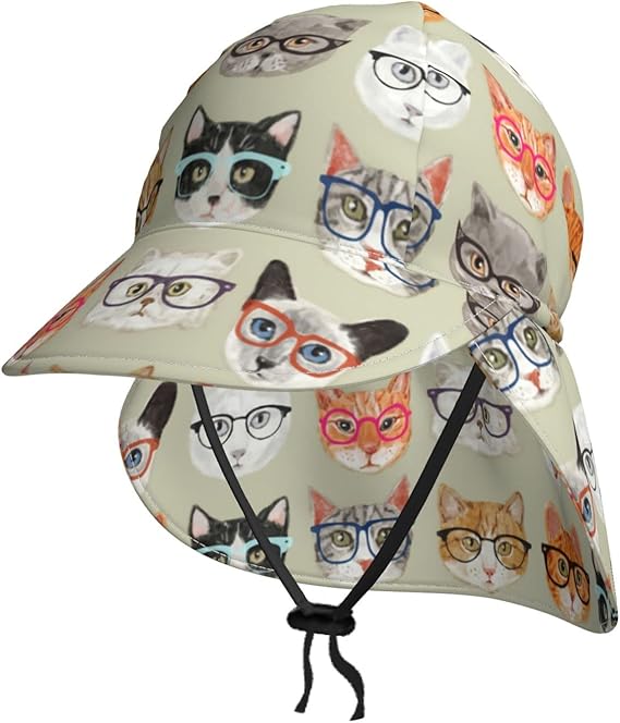 Amazon Co Jp メガネをかぶっている猫たち ベビー 帽子 子供帽子 可愛い 夏用 軽量 日除け 日よけ 帽子 女の子 男の子 赤ちゃん ハット つば広 あご紐付 脱落を防ぐ サイズ調整可能 折りたため 通気性 速乾性 Uvカット ファッション