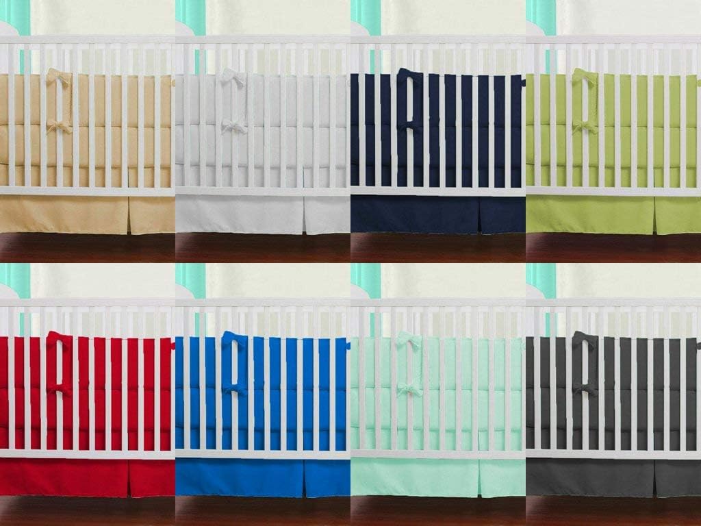 Natural Cotton Red Crib Pleated Bed Skirt Dust Ruffle, Nursery Crib Toddler Bedding Skirts for Baby Boys or Girls, 14" Drop Three Side Coverage