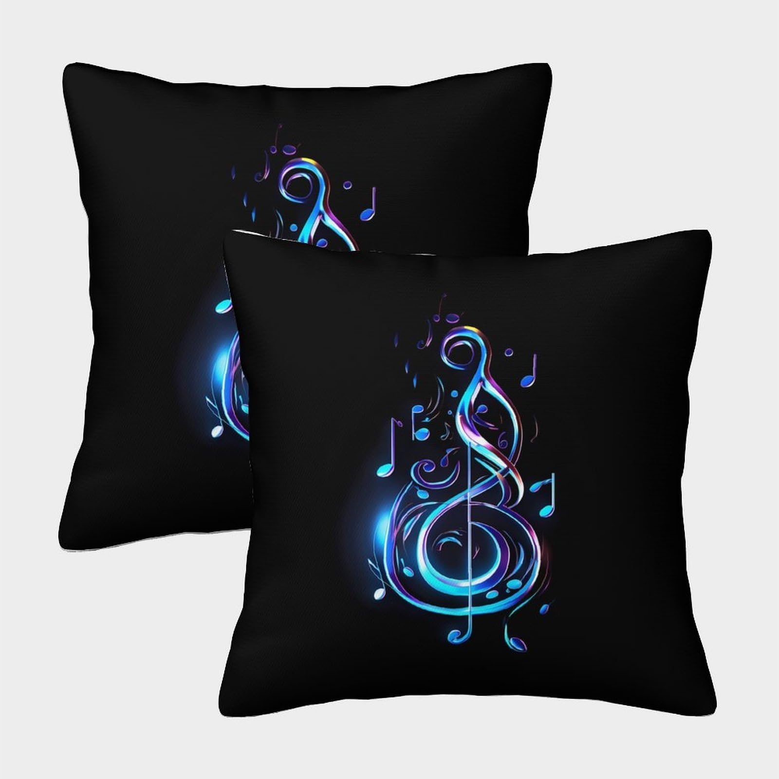 QFVANSIYO 3D Printed Glow Music Note Pillowcase Microfiber Soft Bedroom Decor Music Pattern Pillow Cover for Adults Teens 40x40cm