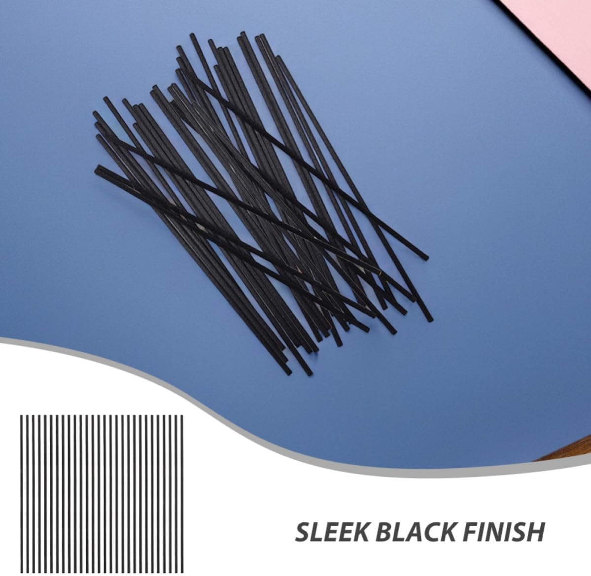 Zerodeko Black Fiber Reed Diffuser Sticks 50pcs, Flameless Aroma Refill