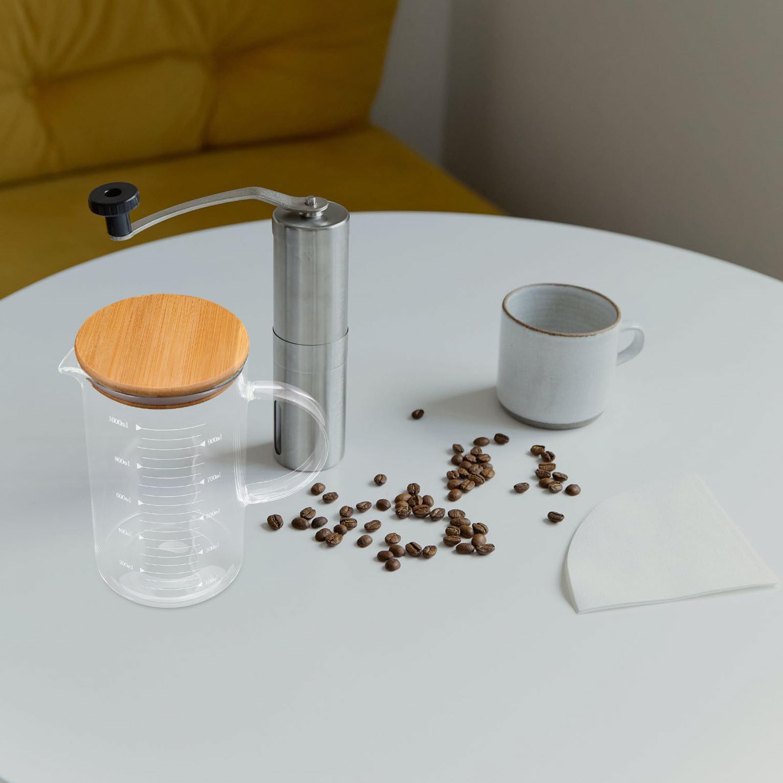 MAGICLULU Verre Doseur Outil de Mesure Cuisine Polyvalent en Verre avec Couvercle et Poignée 1000 Ml avec Design Élégant, Usage Quotidien