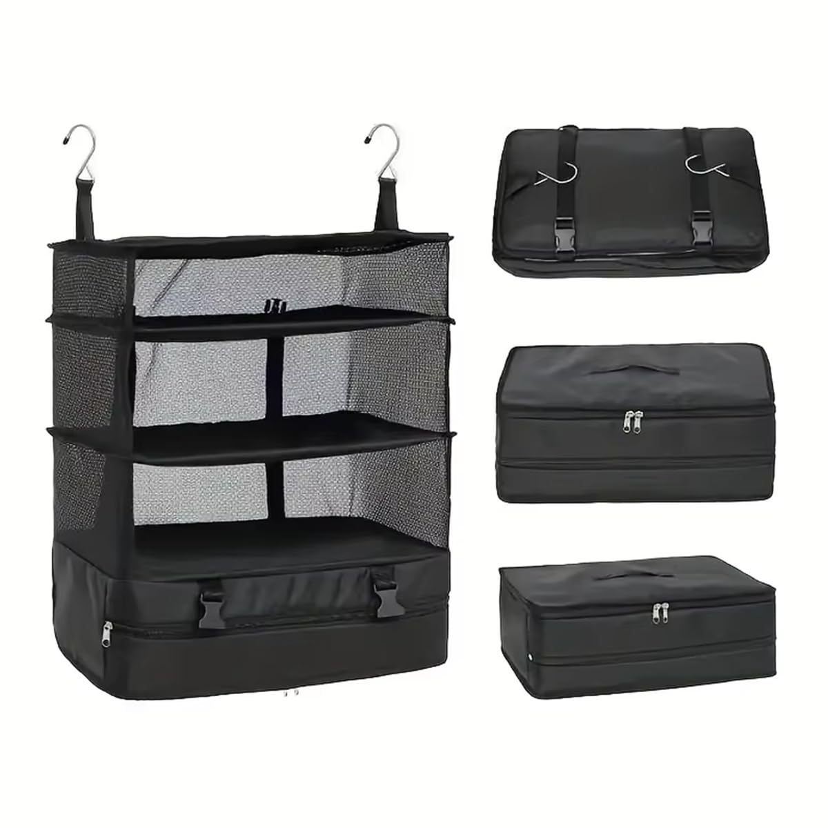 Etomvoop RV Clothing Storage Bag Camper Three-Layer Foldable Travel Storage Box Multifunctional Hanging Organizer For T4 T5 T6 Campervan Caravan Motorhome