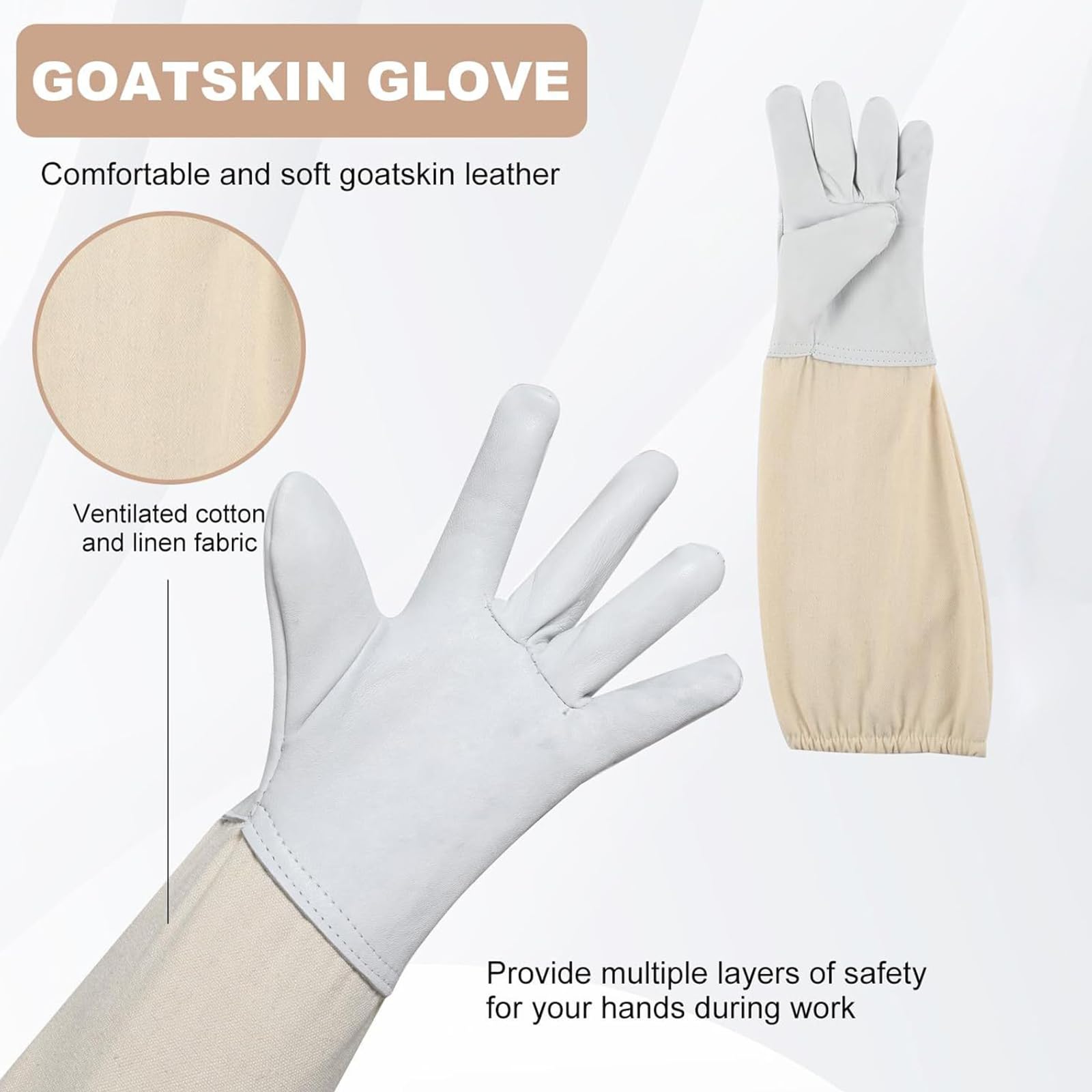 Tuta da Apicoltore Protezione per Tutto Corpo Guanti ventilati in Misto Cotone Attrezzatura per Velo Staccabile per la Raccolta Attrezzatura per Apicoltore per Tutto Corpo Guanti in Pelle