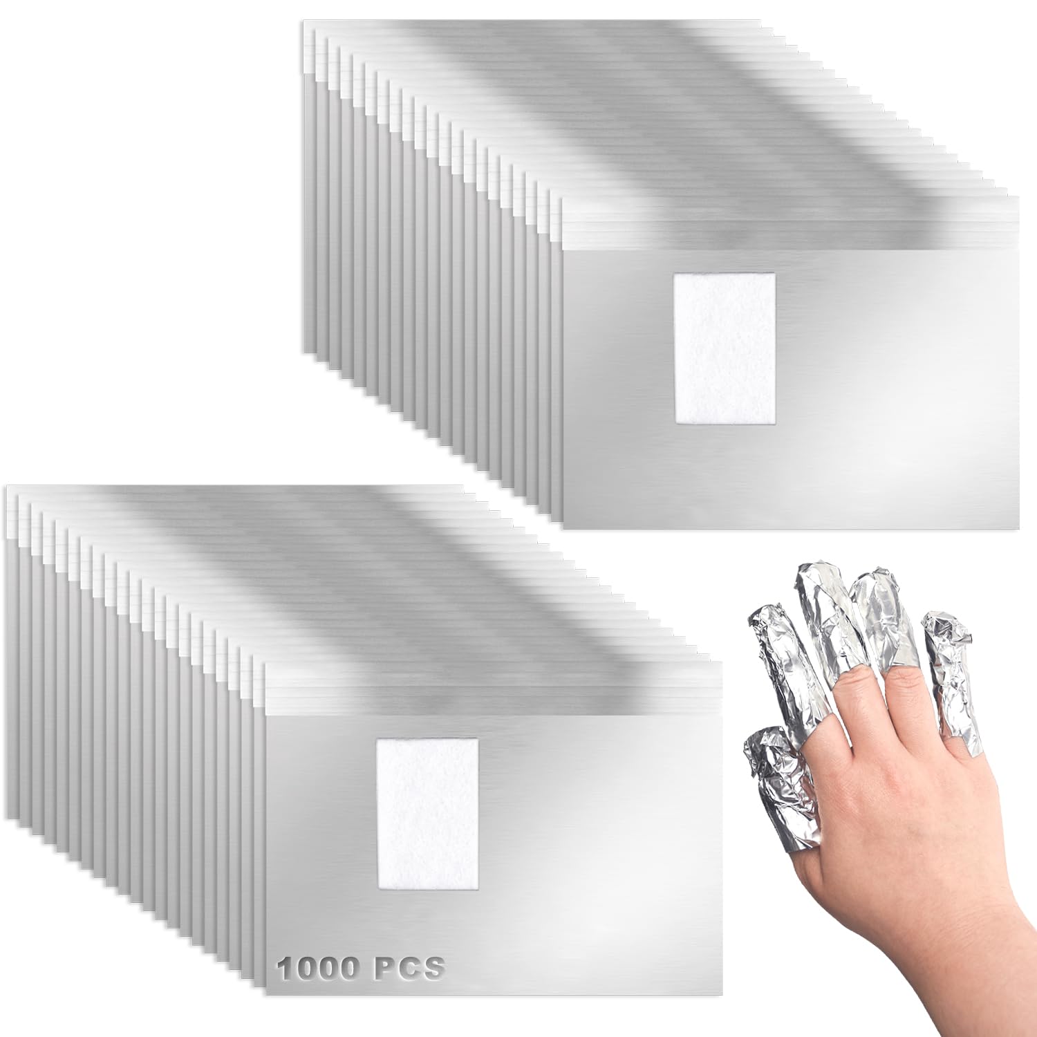 1000Pcs Nail Polish Remover Gel Nail Foil Wraps, Gel Nail Polish Wraps Removal Tool with Pre-attached Lint Free Cotton Pads