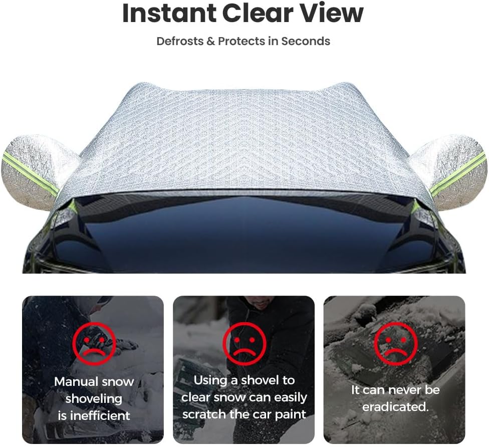 All Seasons Sunshade Ice Cover, 2026 New Magnetic Car Windshield Snow Cover, Automotive Large Magnetic Windshield Frost Cover with Side Window and Mirror Protector in Winter (Full Cover)