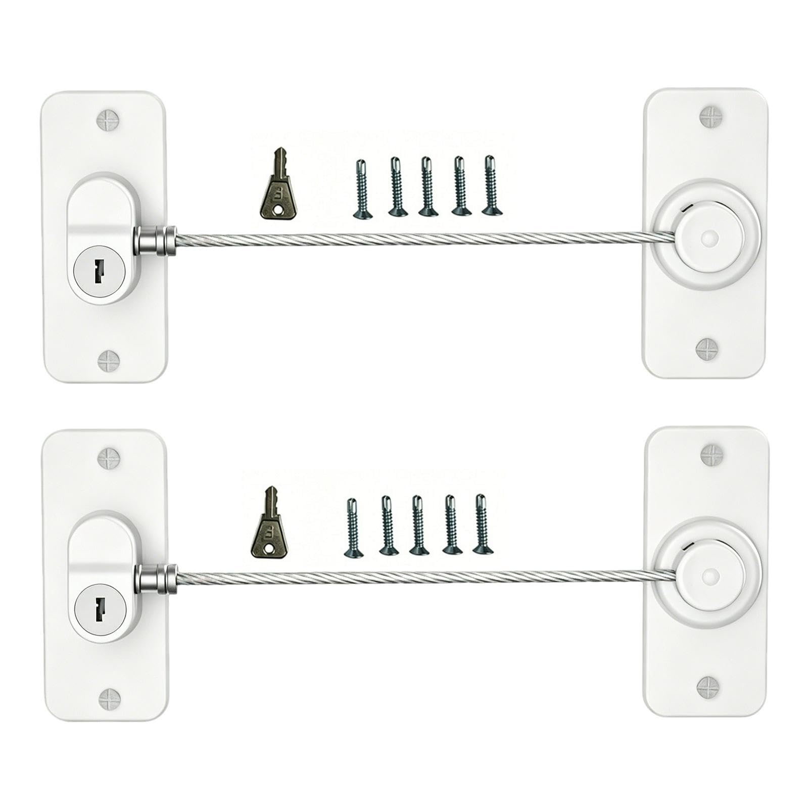 2 Pack Refrigerator Locks with Keys for Children and Adults, White