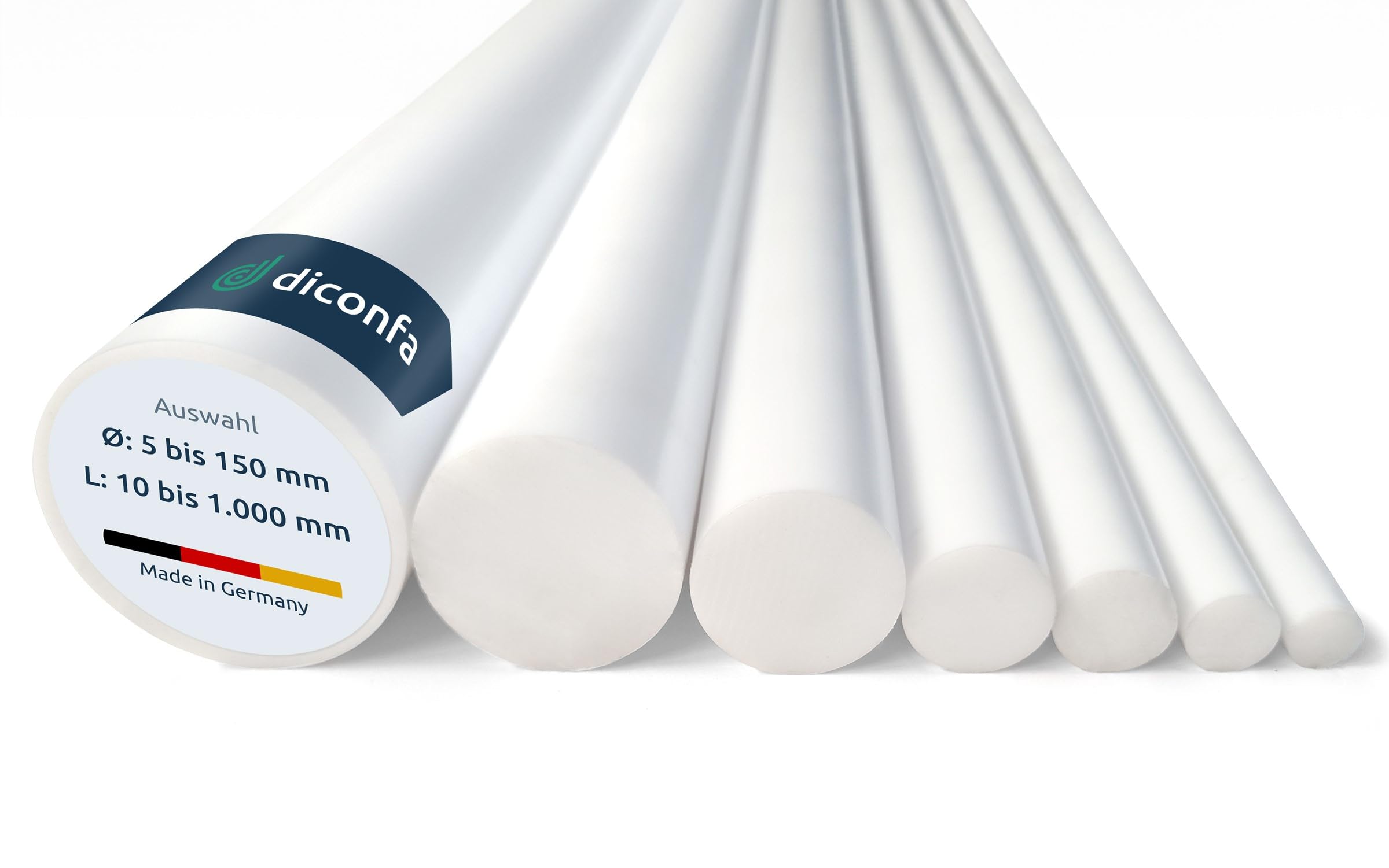 diconfa PTFE Téflon barre ronde sur mesure Ø 30mm x 500mm - barre en plastique virginal lisse