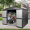 Domi outdoor storage shed 82 x 62 metal steel utility tool shed storage house with double lockable doors air vent for backyard garden patio lawn  urban country home decor