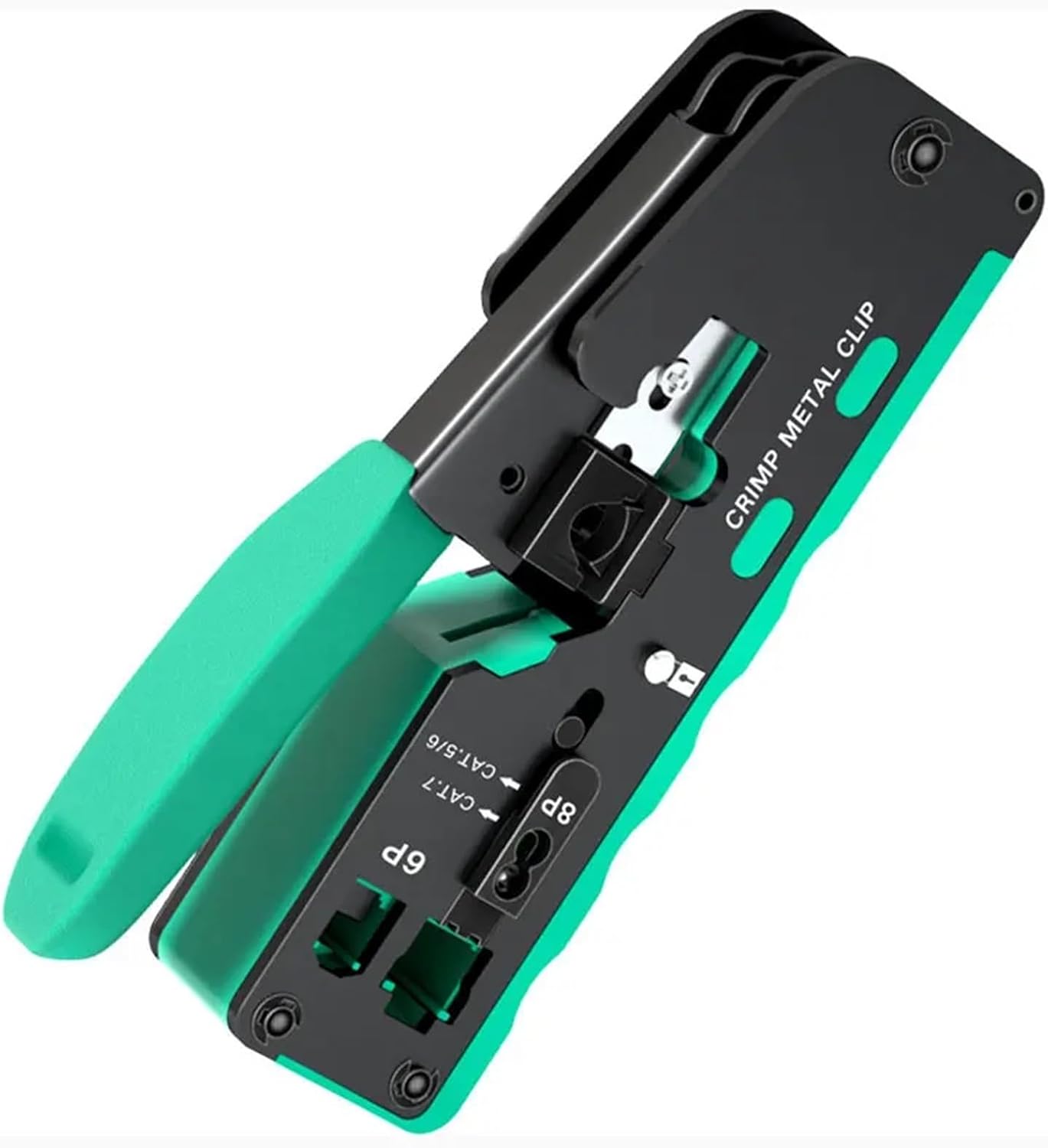RJ45 Crimper Tool Pass Through Connectors Crimper/Wire Stripper/Wire Cutter for CAT5 CAT5e CAT6 CAT6A/7(Black)