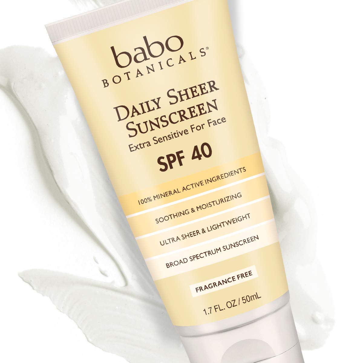 Babo Botanicals Daily Sheer Mineral Face Sunscreen Lotion SPF 40, Non-Greasy, Fragrance-Free, Vegan, For Babies, Kids or Sensitive Skin - 1.7 oz. : Beauty & Personal Care