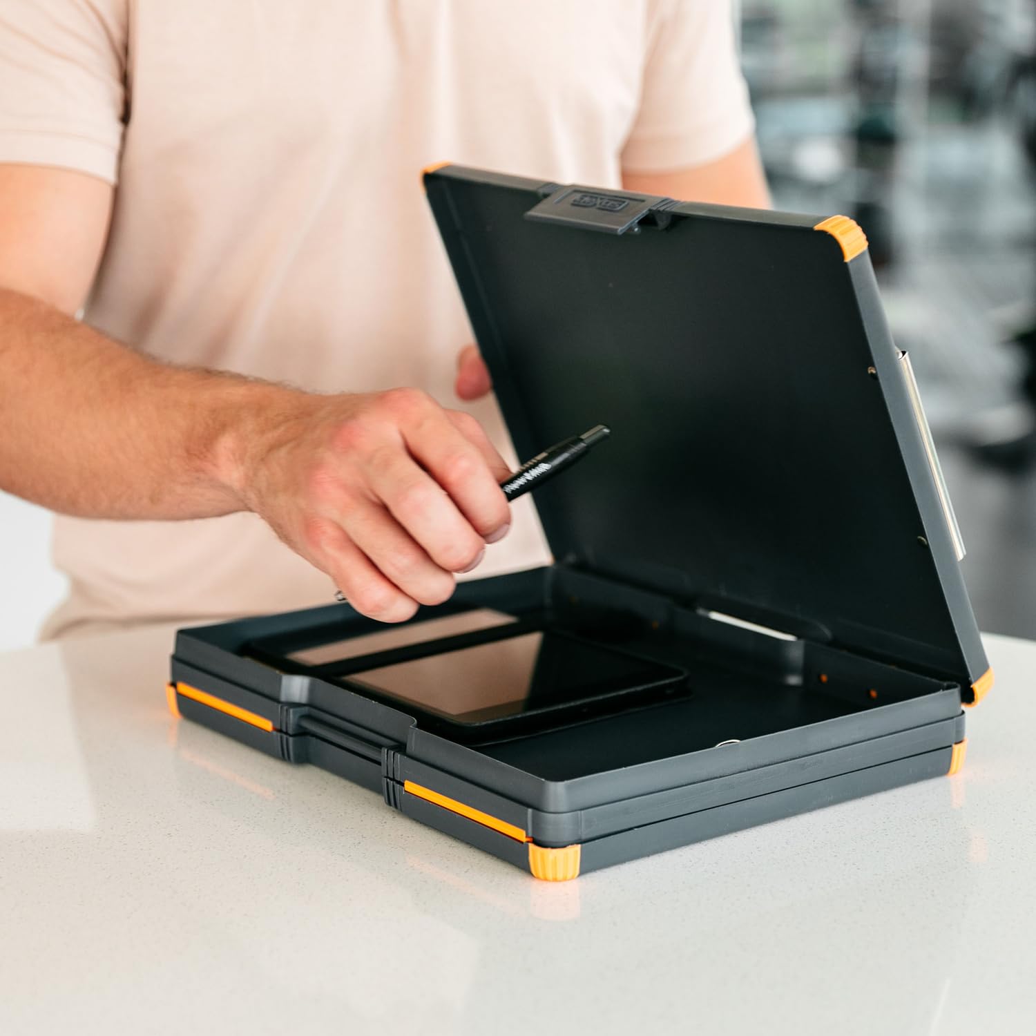 Dexas Duo Clipcase Custodia a doppio lato organizer arancione