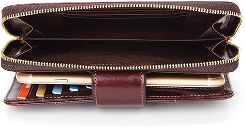 Miniatura 5 de LUYILA Bolso de mano largo de cuero para hombre, bolso de mano para viaje, pasaporte, negocios, funda para teléfono celular, tarjetero (color