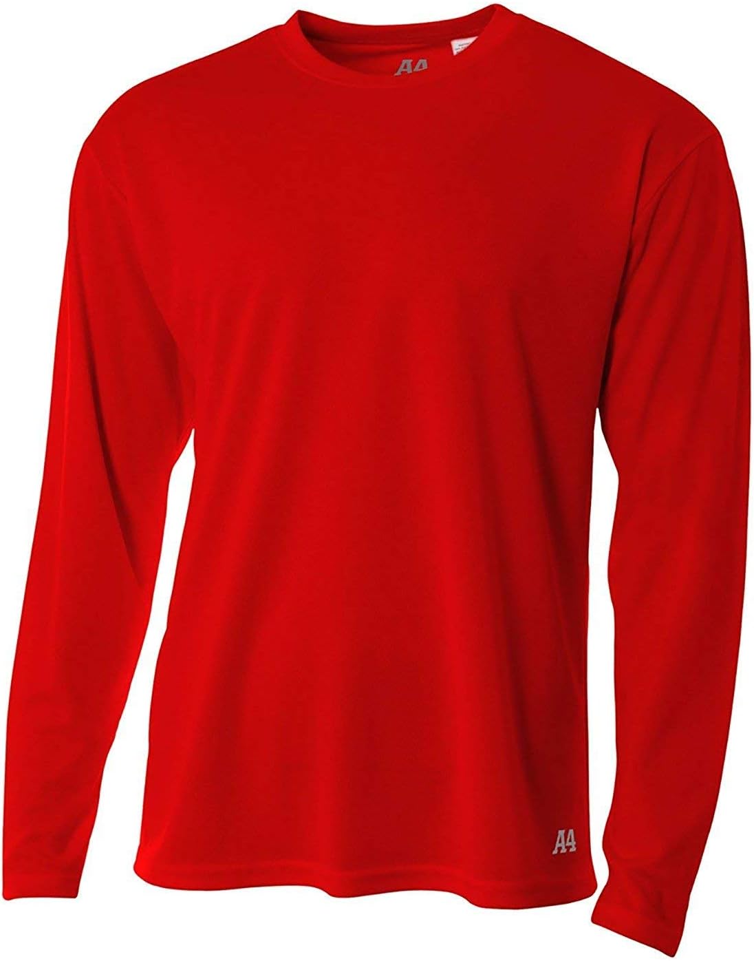 A4Men's Long Sleeve Birds-Eye Mesh Crew