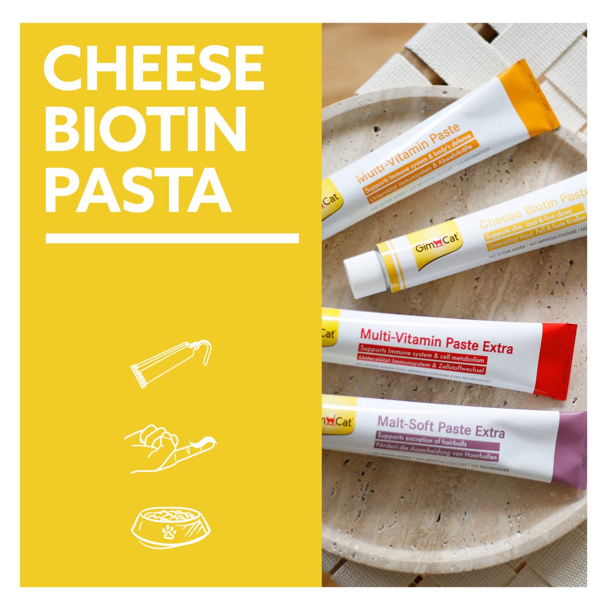 GimCat Cheese Biotin Pasta - Con formaggio aromatico, zinco e olio di lino per il pelo, la cute e gli artigli - 1 tubetto (1 x 200 g)