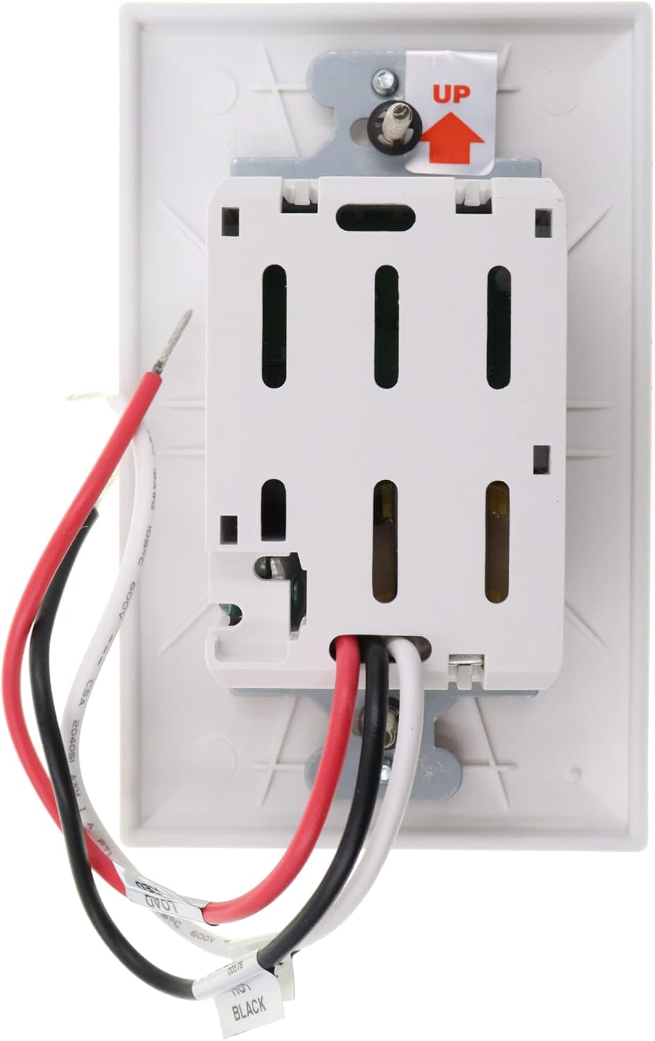 Back view of WattStopper RS-150BA-N-W Motion Sensor showing wiring terminals