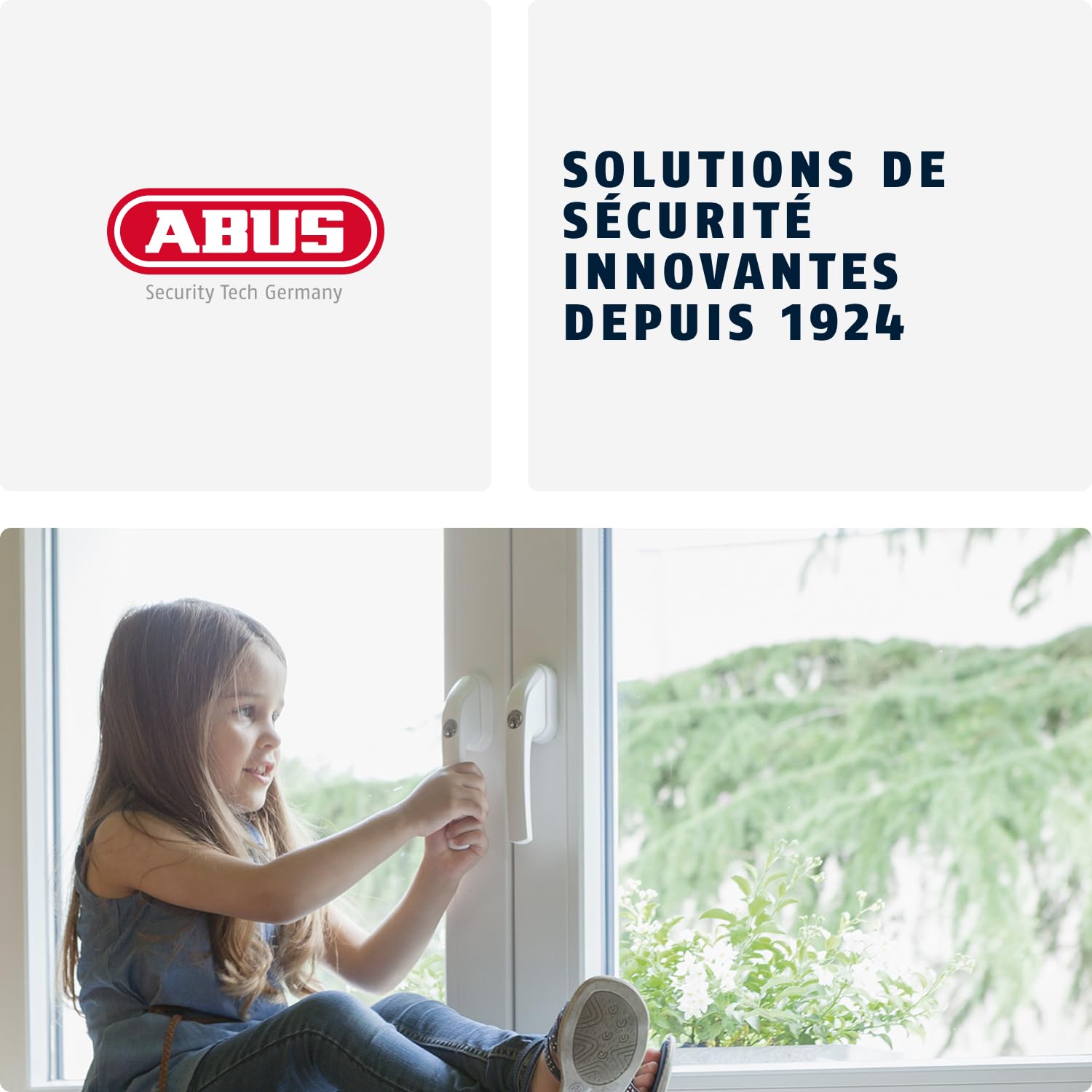 ABUS Poignée de Fenêtre Verrouillable FG200 AB208 - Lot de 5 - Bouton de Fenêtre avec Cylindre de Pression, à Verrouillage Identique - Niveau de Sécurité 3- 84581 - Blanc