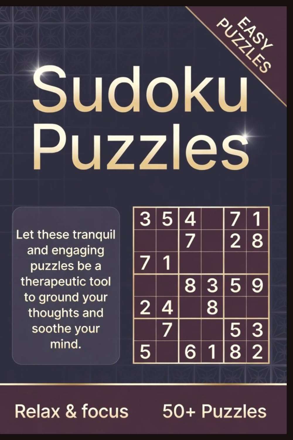 EASY PUZZLES: easy sudoku puzzles for adults" ou "mindfulness puzzle book