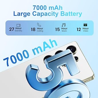 Fadnou S25 Ultra Unlocked Cell Phone, Built in Pen, Smartphone Battery 7000mAh, 6.99 HD Screen Unlocked Phones, 16+512GB 5G The Phone Android 14, Face ID/Fingerprint Lock/GPS,White