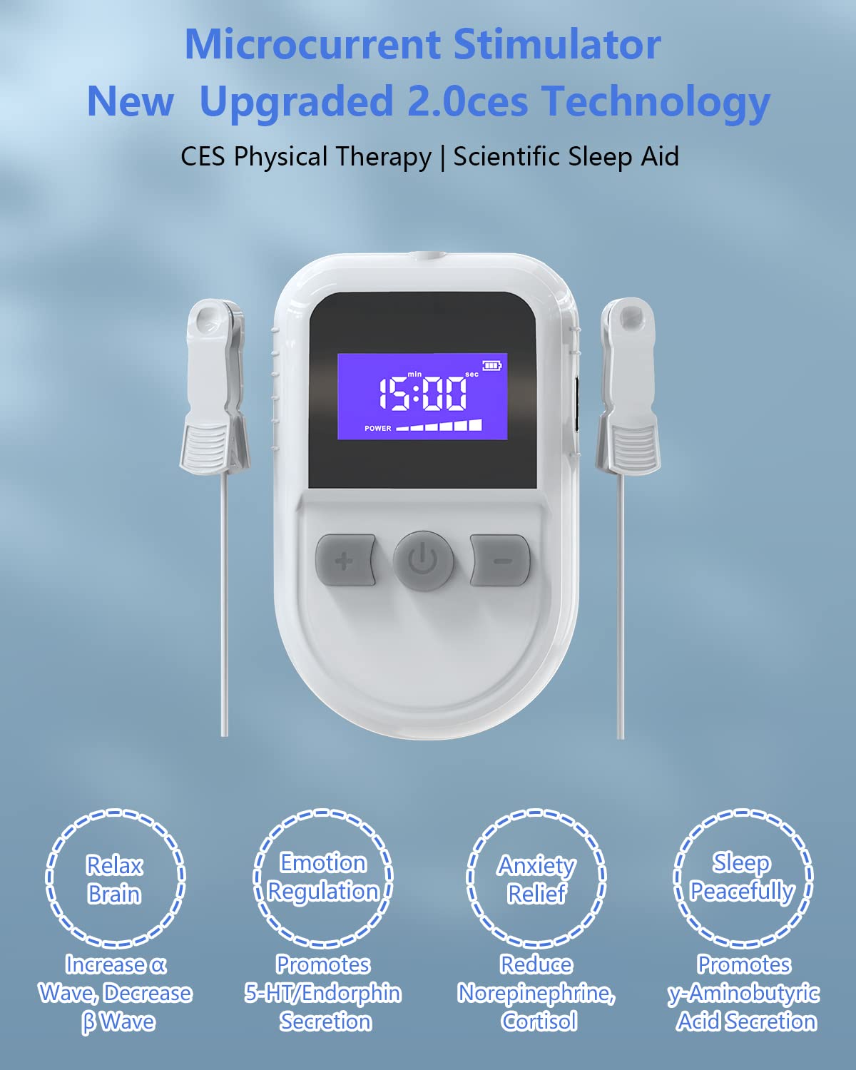 KTS 2.0 CES Einschlafhilfe Therapiegerät mit niederfrequenter Mikrostromstimulation und gepulster kranialer Elektrotherapiestimulation