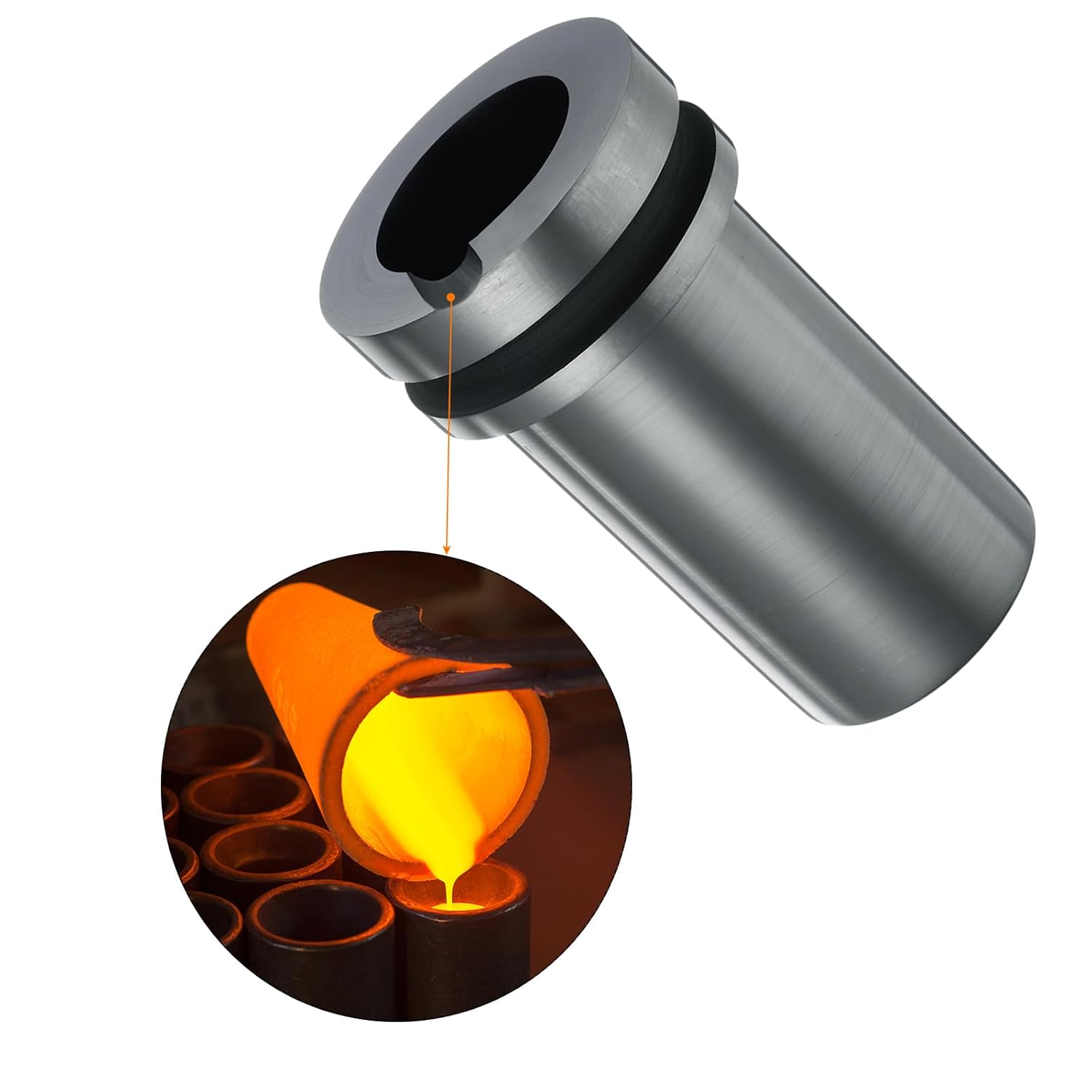 MECCANIXITY Graphite Crucible,3kg High Purity Graphite Crucible Metal Melting Ingot for Melting Gold, Silver, Copper, Furnace Casting Mould Melt Jewelry Tools,1.97 Inch IDx6.69 Inch H