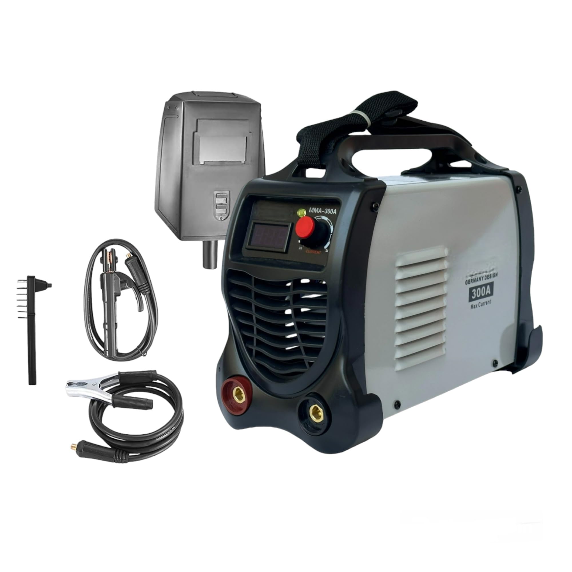 TANIASHOP Saldatrice inverter ad elettrodo 300 Ampere per fabbro con cavi e maschera display LCD digitale saldatrice elettrica portatile leggera