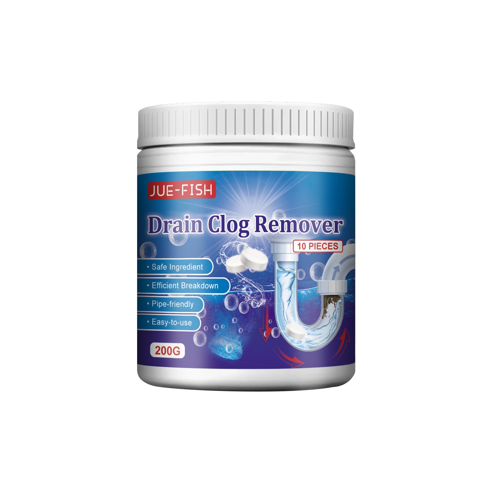 2024 New Powerful Pipe Dredge Agent, Magic Powder Drain Clog Remover, Sink Deodorizer, Sink and Drain Pipe Dredging Powder Pipe Dredge Agent, Kitchen Toilet Pipeline Quick Cleaning Tool (2Pcs), White