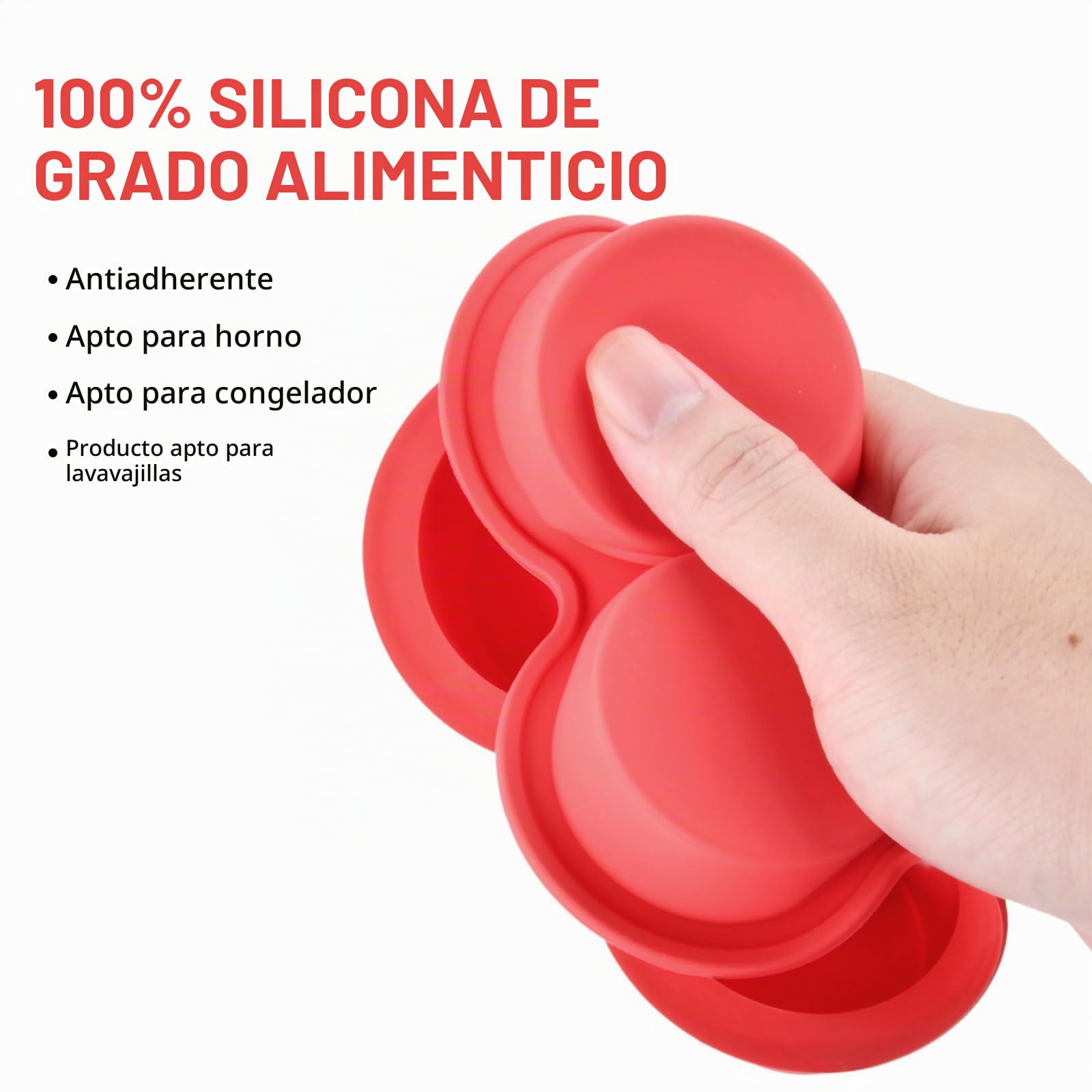 2 Piezas Molde de Silicona con Pincel para Magdalenas, Molde Repostería 4 Cavidades Antiadherente, Molde Cupcake Mini, Sin BPA para Horno, Air Fryer, Lavavajillas (Rojo)