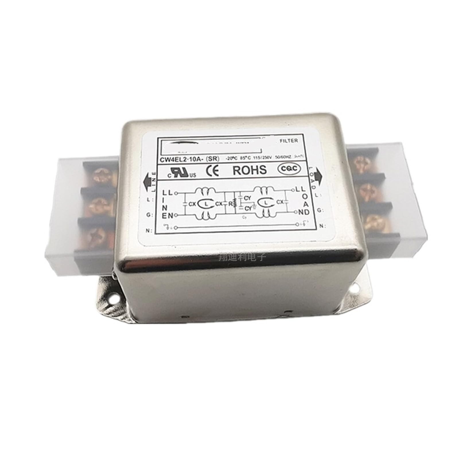 WBBAYDRFR Single-Phase Power Filter CW4E-30A-S 10A 20A 30A Double-Stage Purification AC 220V Terminal Block(CW4EL2-10A-SR 10A)