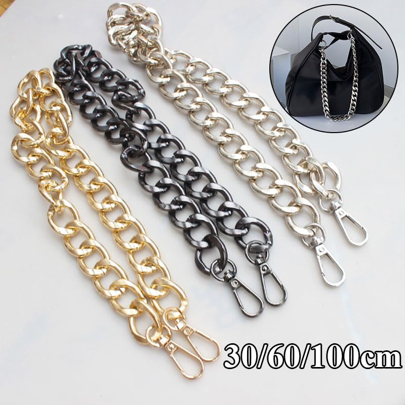 Cadena para Bolso Cadena de Metal de Bronce Antiguo de Repuesto, 30/60/100cm, for Bolso con asa, Accesorios DIY de Bronce Antiguo for Hardware de Correa Cadena Bolso(Noir,100cm)