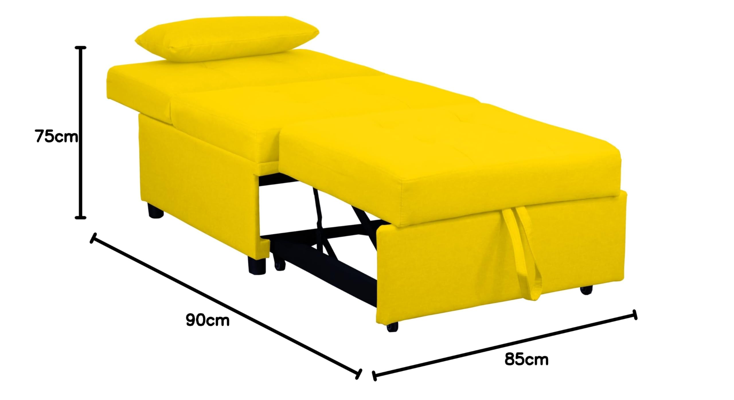 Totò Piccinni Poltrona Pouf Prestodormo pronto letto con Cuscino (Giallo Senape, Senza Braccioli)