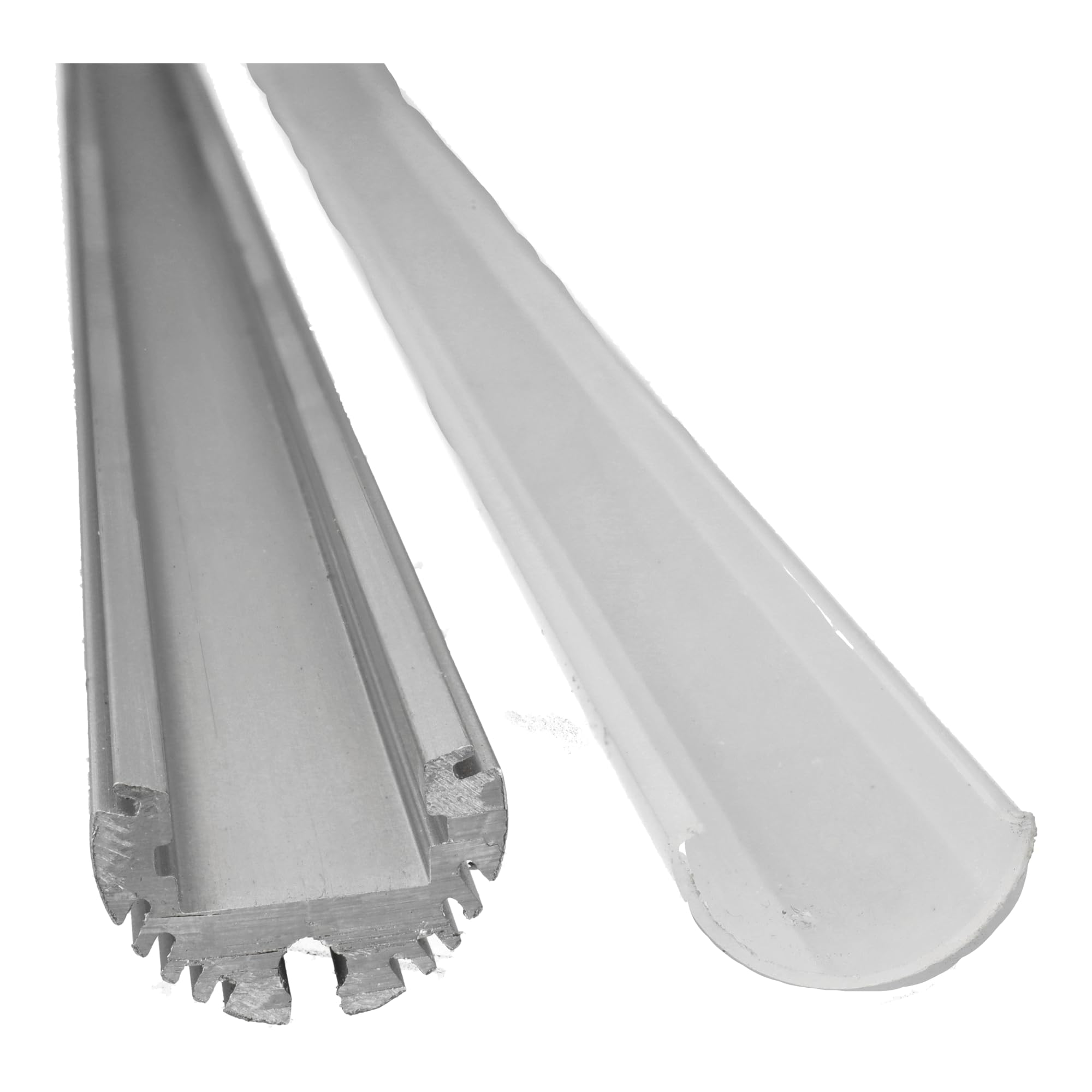 Jandei Confezione da 6 profili 1 metro forma tubolare per strisce LED, posizionamento sospeso o superficie, realizzati in alluminio grigio. Includono diffusore traslucido rotondo e tappi terminali