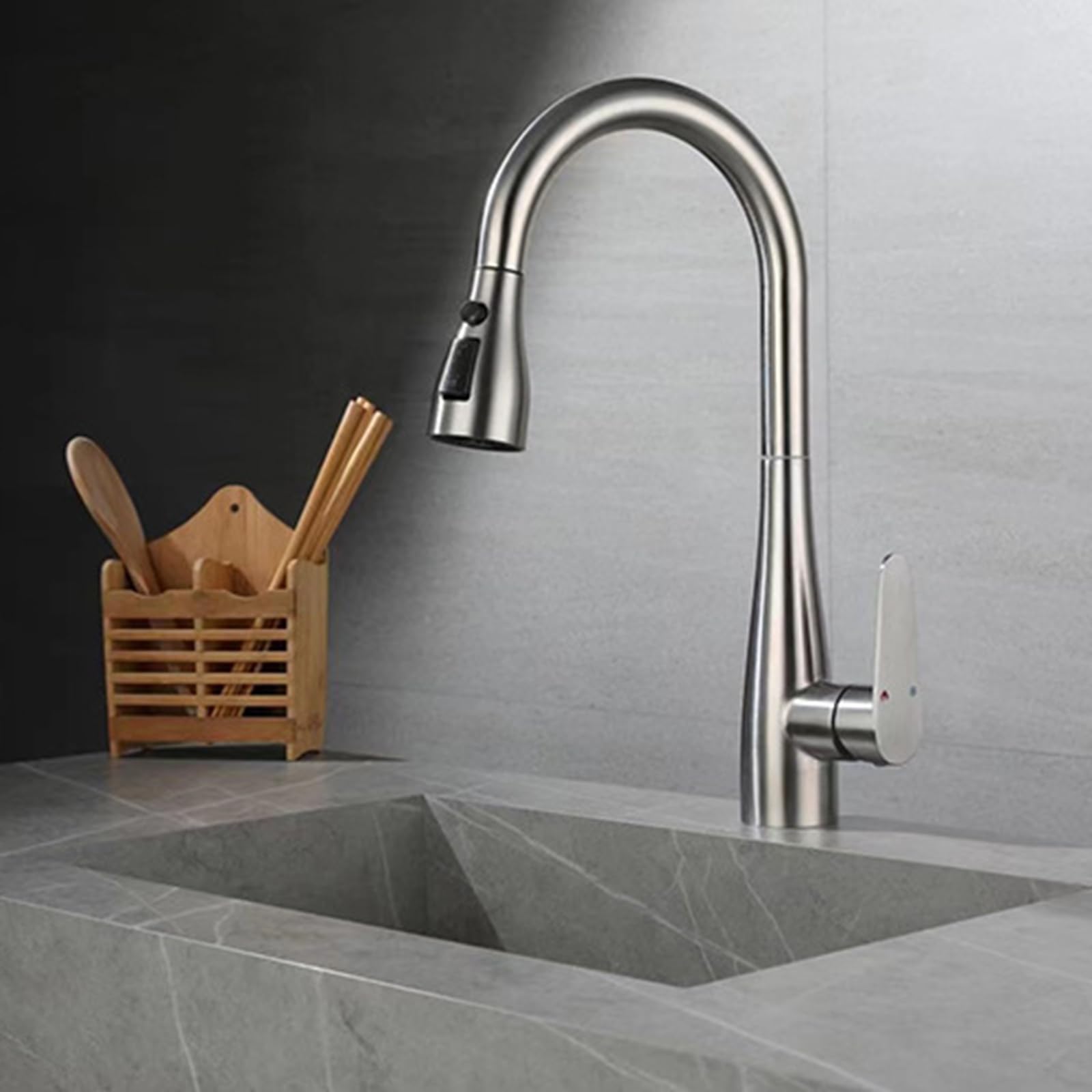 Mitigeur de cuisine eau chaude eau froide robinet évier blanc inox