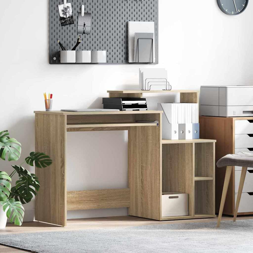 Scrivania con vano portaoggetti, in rovere Sonoma, 120,5 x 44 x 88,5 cm, materiale in legno, scaffale, casa, ufficio, design moderno, versatile, per camera da letto, studio