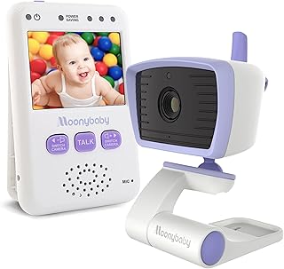 Moonybaby Travel Portable Baby Monitor with Video and Audio, Model: Value 100, No WiFi, 2-Way Audio, 12 Hours Long Battery Life, 960ft Long Range, Auto Night Vision, VOX