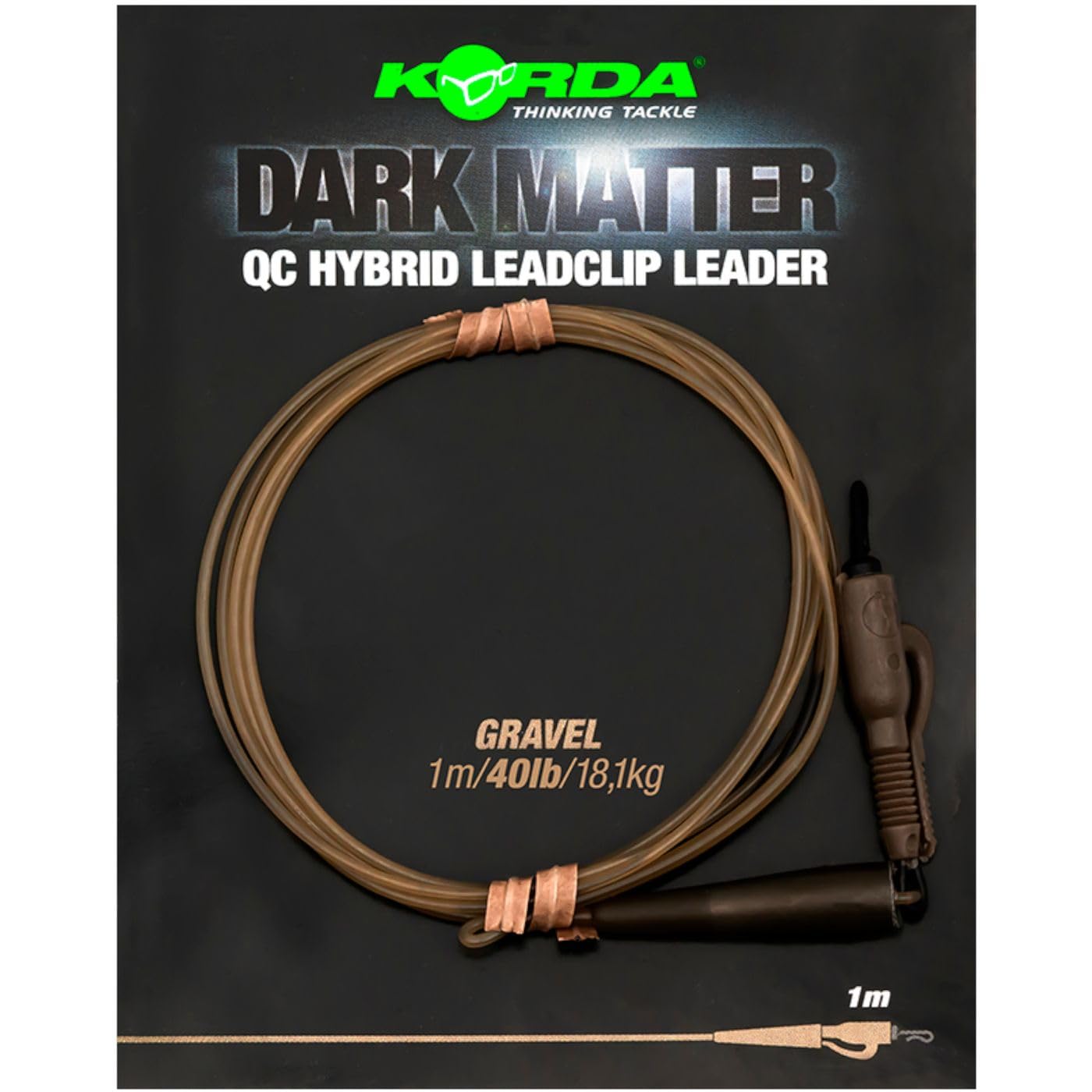 Korda Dark Matter Leader QC Hybrid Clip - Gravel - 40lb - 1.00m