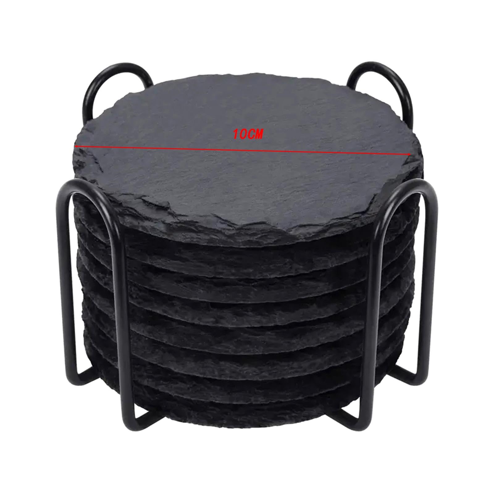 8 Pièces Dessous de Verre Ardoise Porte-dessous Pierre Coaster Set Organisation Facile Boisson Décoration Intérieure Adapté à La Maison Bureau Cuisine, ROND