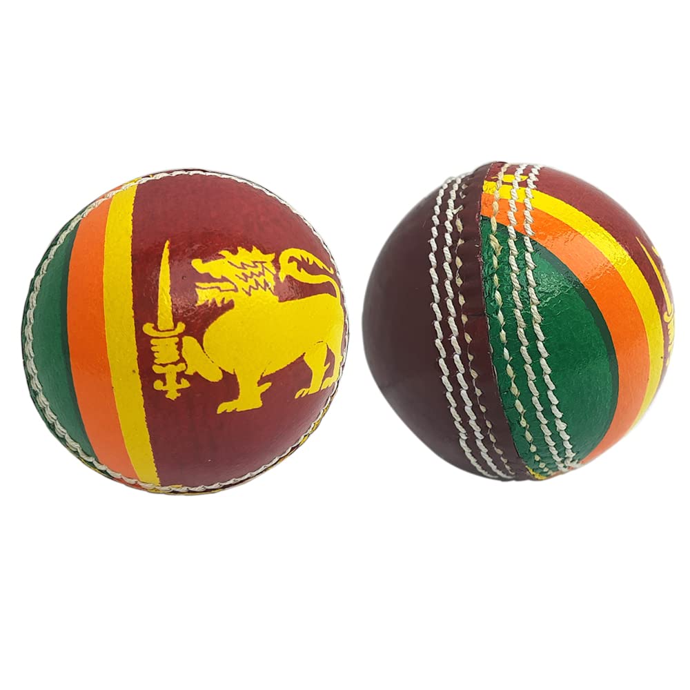 Kosma Handgenähter 2-teiliger Cricketball aus Leder (1 Packung) | Standardgröße – 156 g | Premium-Qualität Lederflagge Cricketball | Fan-Edition – Sri Lanka Flagge | perfektes Souvenir & Geschenk