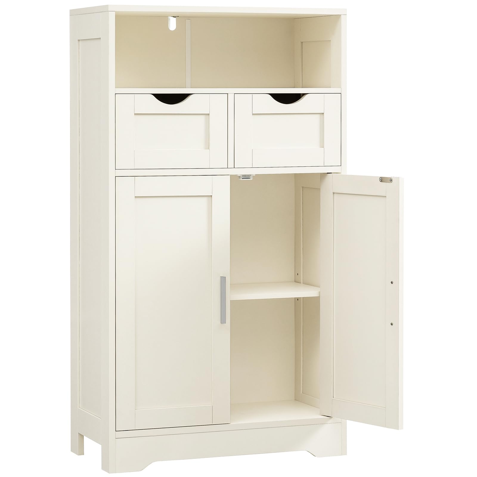 Iwell Tall Storage Bathroom with 2 Drawers & 2 Shelves