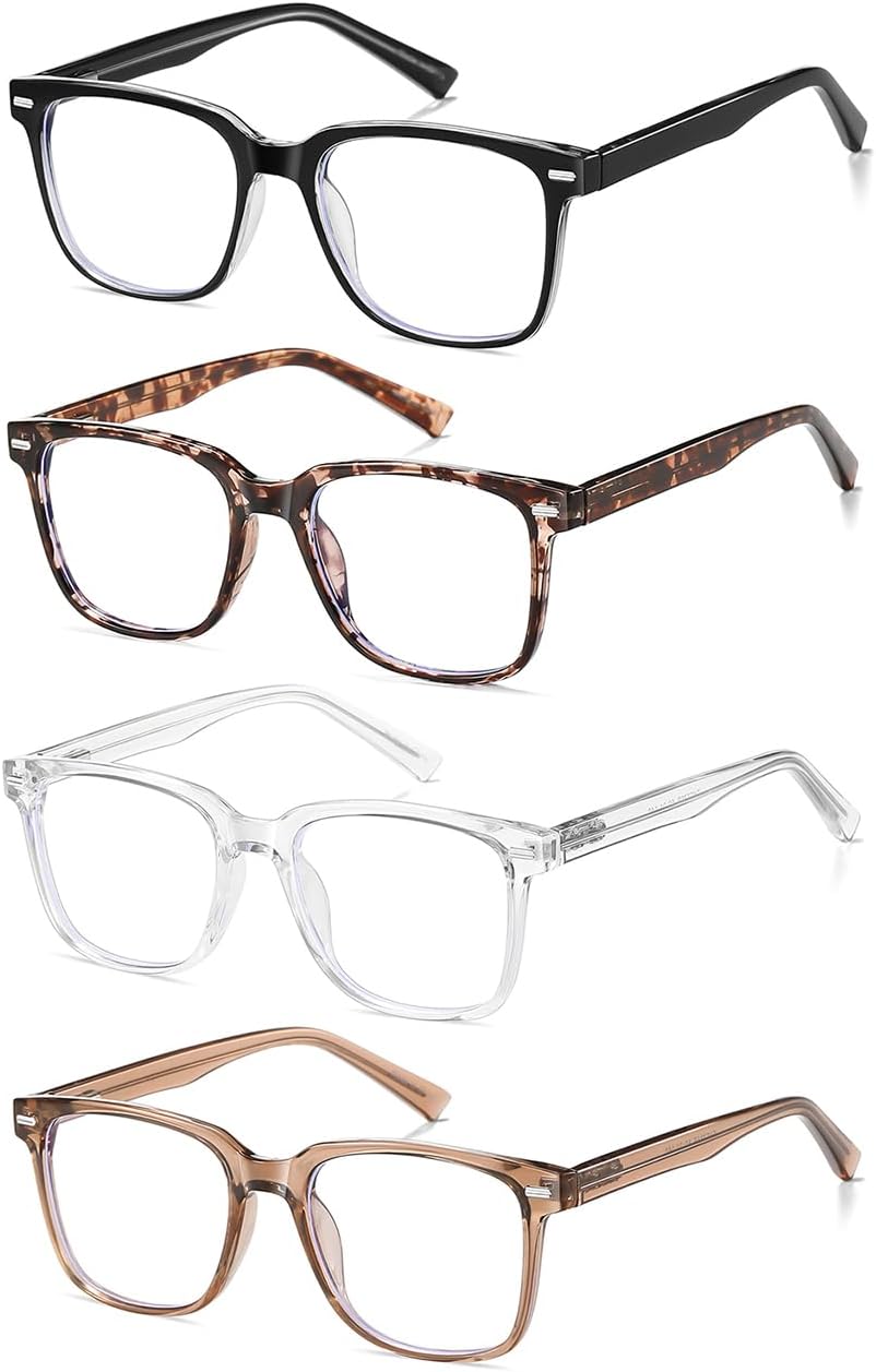 WAUDAR 4 Pack Blue Light Reading Glasses for Women Computer Eye glasses Readers for Women 2.00
