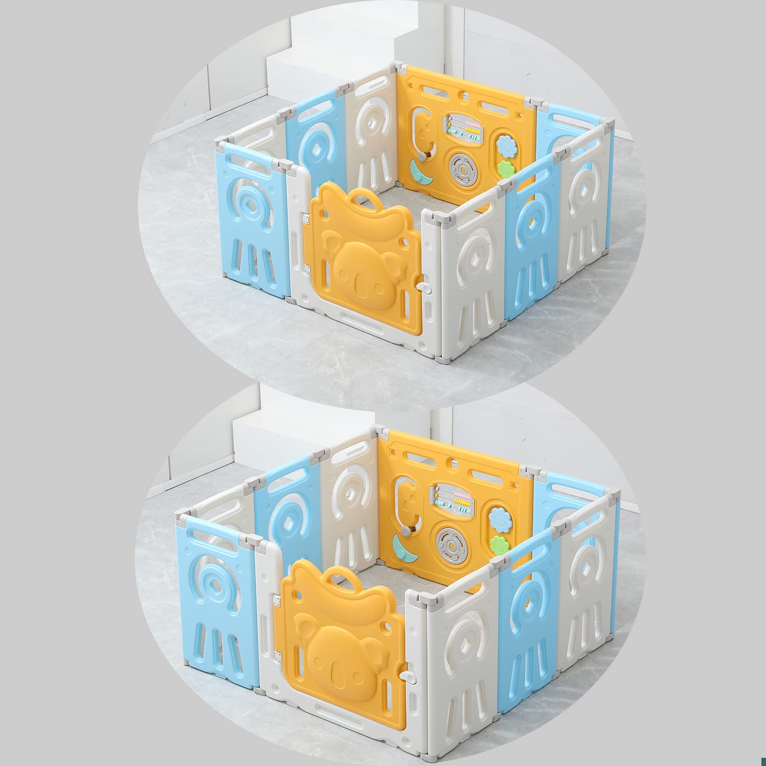 Kara Theme 20 Panel Baby Playpen With Adjustable Shape Portable Design for Children Toddler Indoor Outdoor Use (16 Panels + 2 Gate + 2 Game Board) (20) (20)