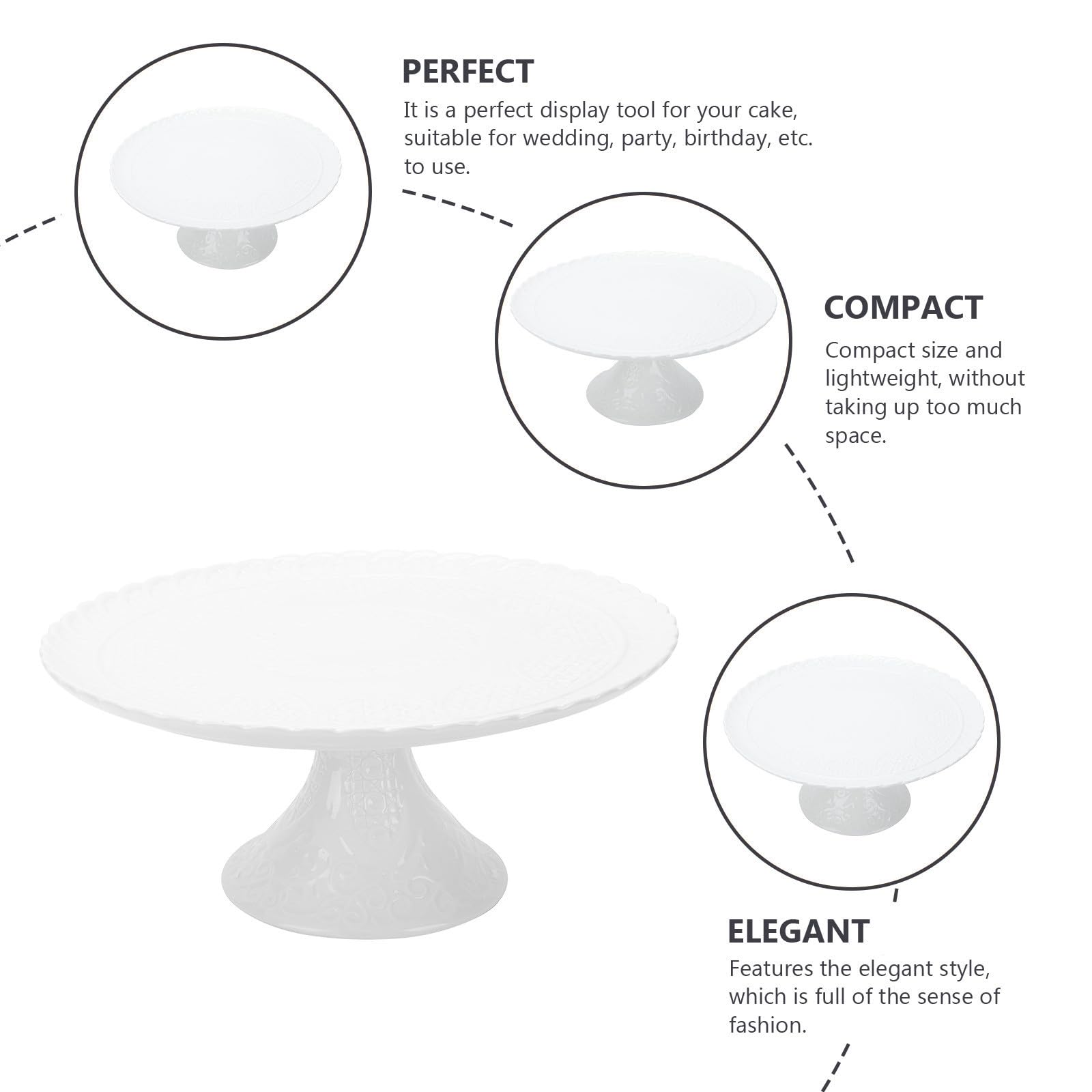 Alzatina per Dolci in Ceramica Beige Decorazione a Rilievo, Leggera e Elegante, per Esposizione di Cupcake e Dolci a Feste e Compleanni